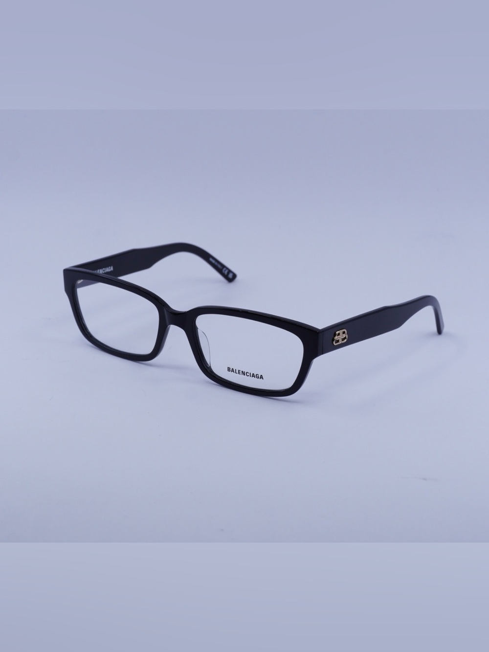 Balenciaga Brown Rectangular Acetate Glasses with Gold Logo
